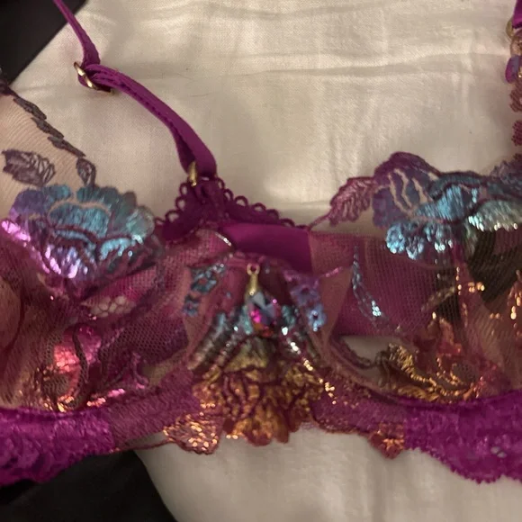 Honey Birdette 3 piece lingerie set in Whitney Rainbow - Picture 4 of 8